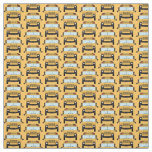 Yellow School Buses on Orange Pattern Fabric