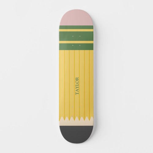 Yellow School Pencil Graphic Personalized Skateboard