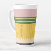Yellow School Pencil Teachers Personalized Latte Mug (Left Angle)