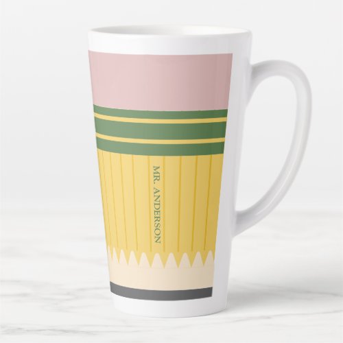 Yellow School Pencil Teachers Personalized Latte Mug