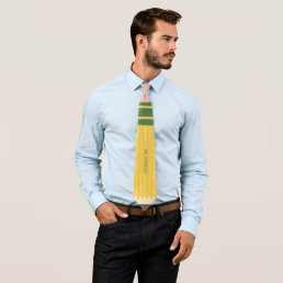 Yellow School Pencil Teachers Personalized Neck Tie