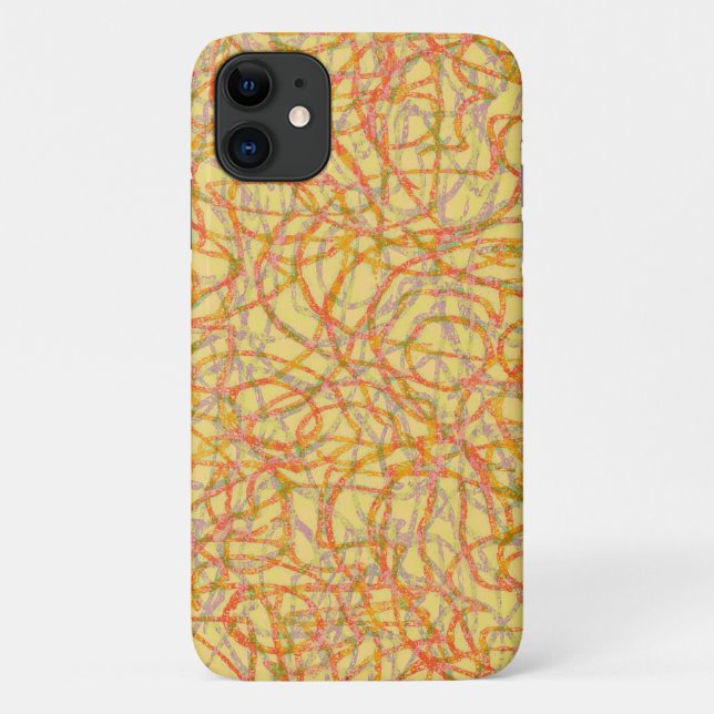 Yellow scribbled lines pattern Case-Mate iPhone case (Back)