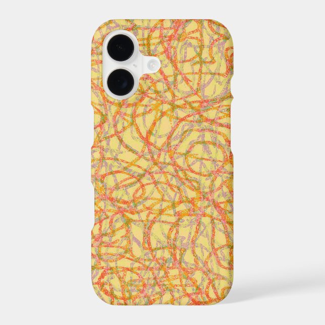 Yellow scribbled lines pattern iphone case (Back)