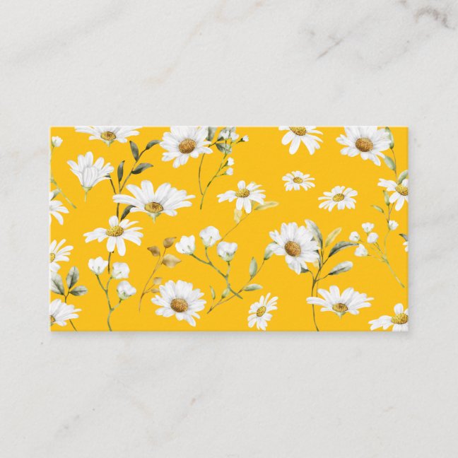 Yellow Script Signature Daisy Business Card