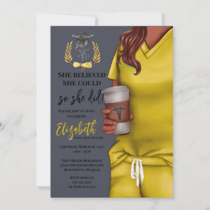 Yellow Scrubs Medical School Graduation Invitation