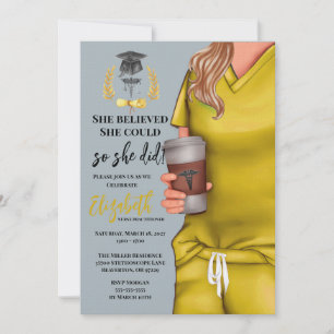 Yellow Scrubs Medical School Graduation Invitation