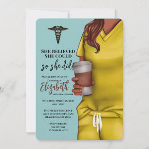Yellow Scrubs Nursing School Graduation Invitation