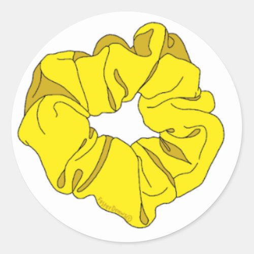 yellow scrunchie sticker classic round sticker