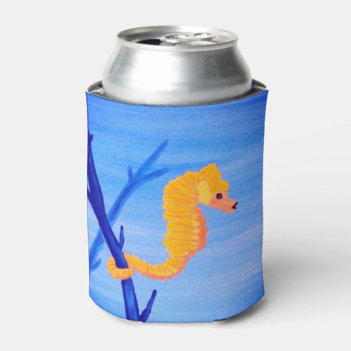 Yellow Seahorse Can Cooler