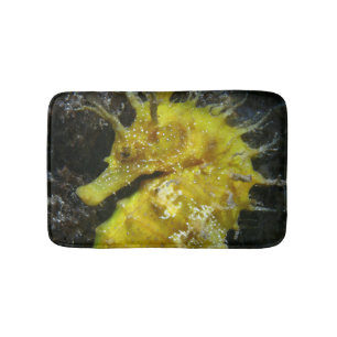 Yellow Seahorse Hippocampus Guttulatus Bathroom Mat
