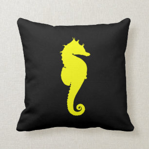 Yellow Seahorse Throw Pillow