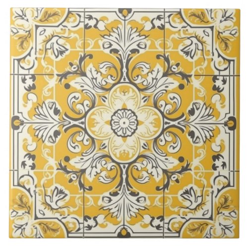 Yellow Seamless Portuguese Ceramic Tile