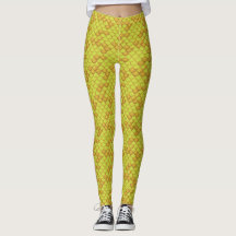Yellow Seashell Mermaid Scale Leggings Ariel Style