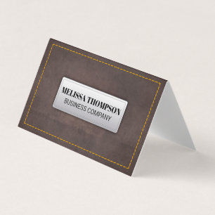 Yellow Seems Brown Leather Texture Business Card
