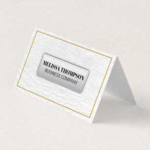 Yellow Seems White Leather Texture Business Card