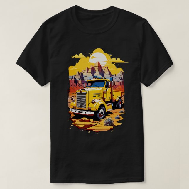 Yellow Semi Truck T-Shirt (Design Front)