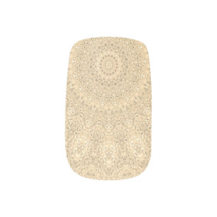 yellow sepia bead doilies minx nail art