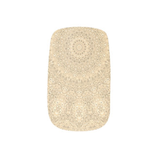 yellow sepia bead doilies minx nail art