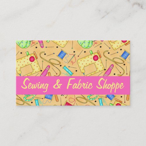 Yellow Sewing Art Fabric Store Promotion Business Card
