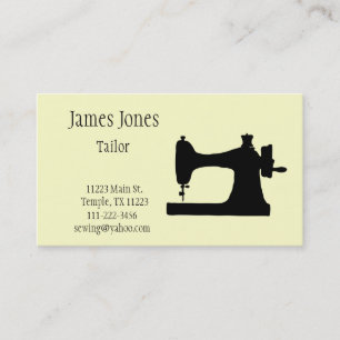 Yellow Sewing Machine Tailor Business Card