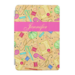 Yellow Sewing Notions Art Name Personalized iPad Mini Cover