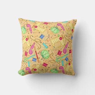 Yellow Sewing Notions Decorative Pillow