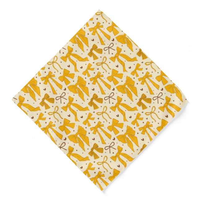 Yellow Shabby Chic Bows Pattern Bandana (Front)