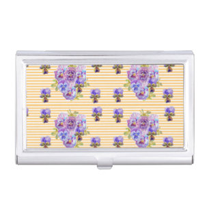 Yellow Shabby Pansy floral Business Card Case