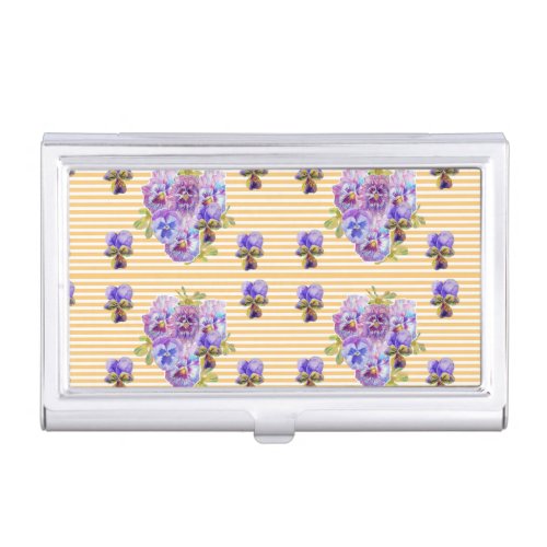 Yellow Shabby Pansy floral Business Card Case