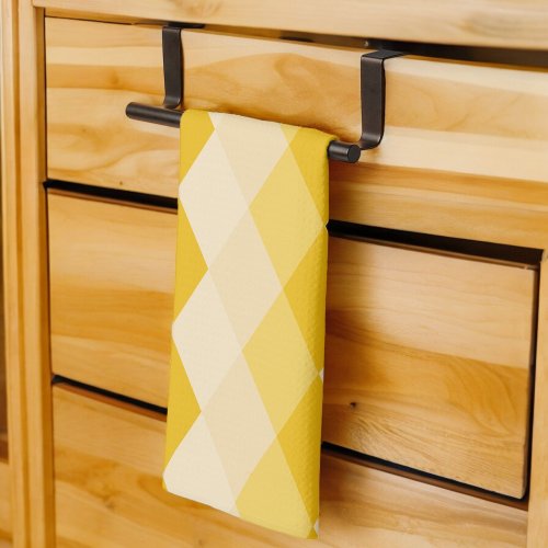 Yellow Shade Rhombus Shape Pattern Kitchen Towel