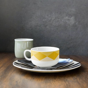 Yellow Shade Rhombus Shape Pattern Soup Mug