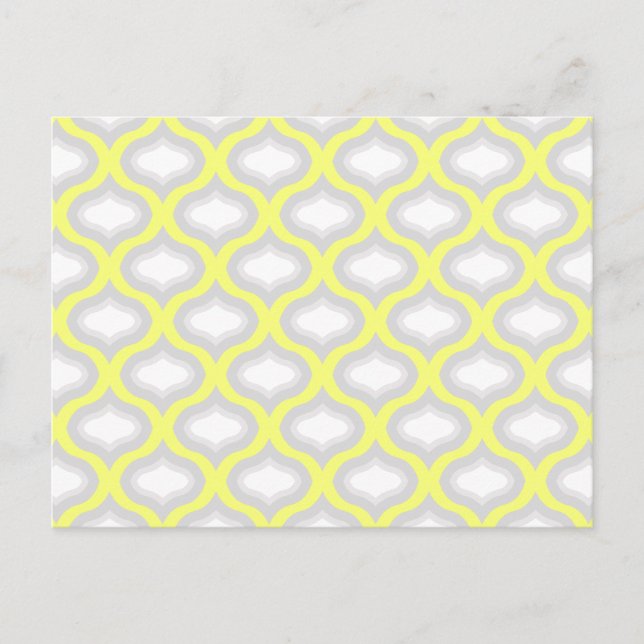 Yellow & Shades of Grey Geometric Pattern Postcard (Front)