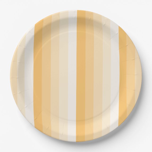 Yellow shadow stripes paper plates (Front)