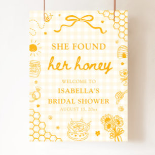 Yellow She Found Her Honey Bridal Shower Welcome Poster
