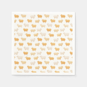 Yellow Sheep Vintage Ribbon Baby Shower Napkins