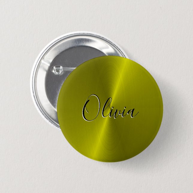 Yellow shiny faux metal  button (Front & Back)