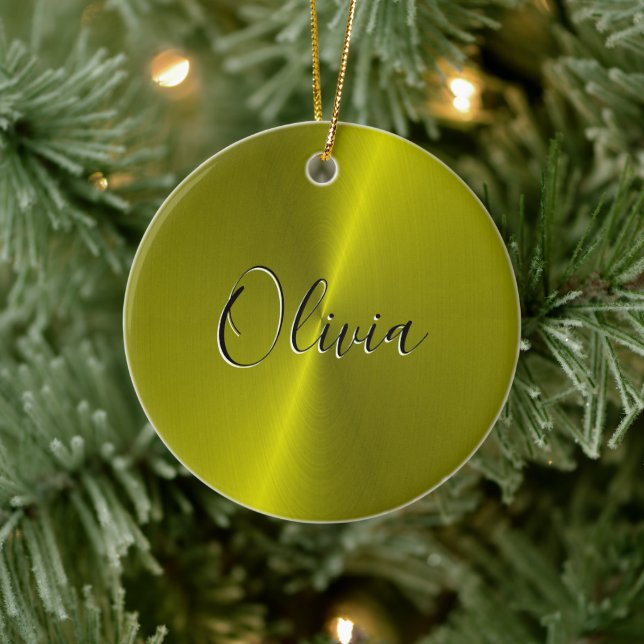Yellow shiny faux metal  ceramic ornament (Tree)