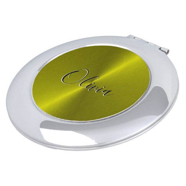 Yellow shiny faux metal  compact mirror (Turned)