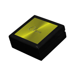 Yellow shiny faux metal gift box