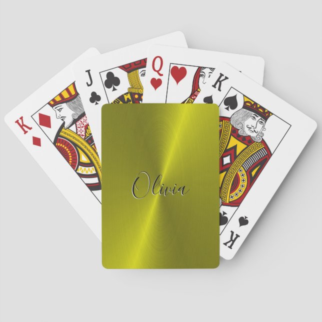 Yellow shiny faux metal  poker cards (Back)