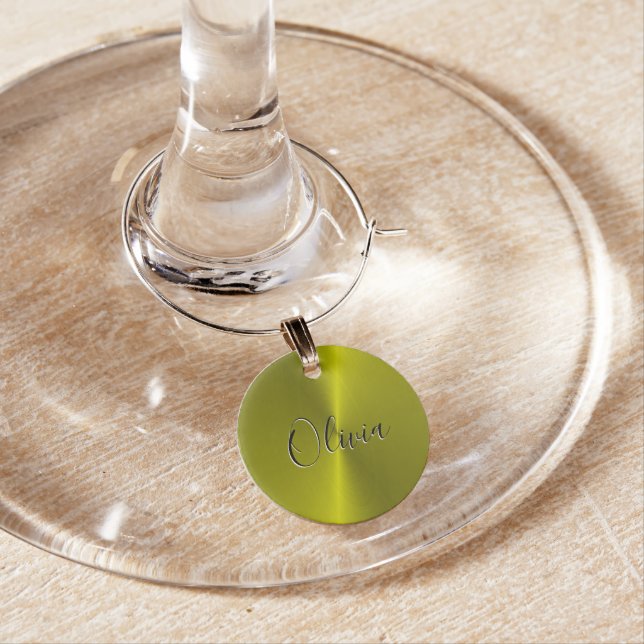Yellow shiny faux metal  wine charm (In Situ)