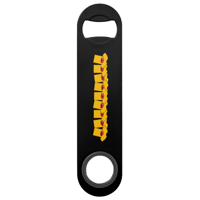 Yellow Shirt Bottle Opener-Black Bar Key (Front)
