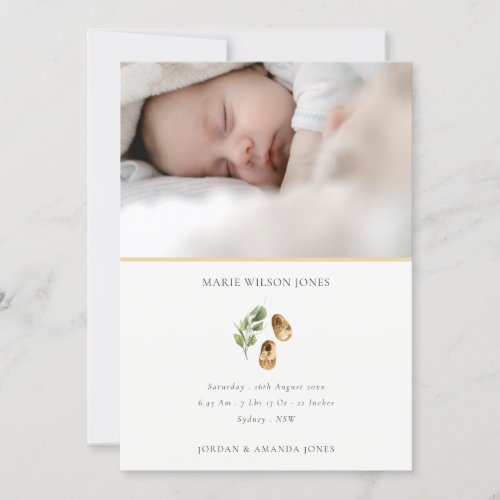 Yellow Shoes Foliage Photo Baby Birth Announcement