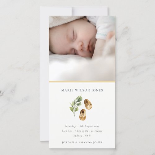 Yellow Shoes Foliage Photo Baby Birth Announcement
