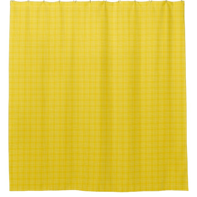Yellow shower curtain with subtle checkered  (Front)