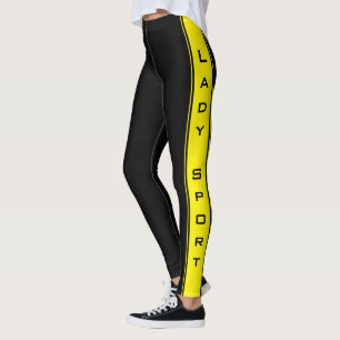 Yellow Side Stripe Black Leggings or Choose Colors