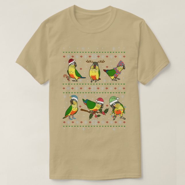 Yellow sided conure Ugly Christmas T-Shirt (Design Front)