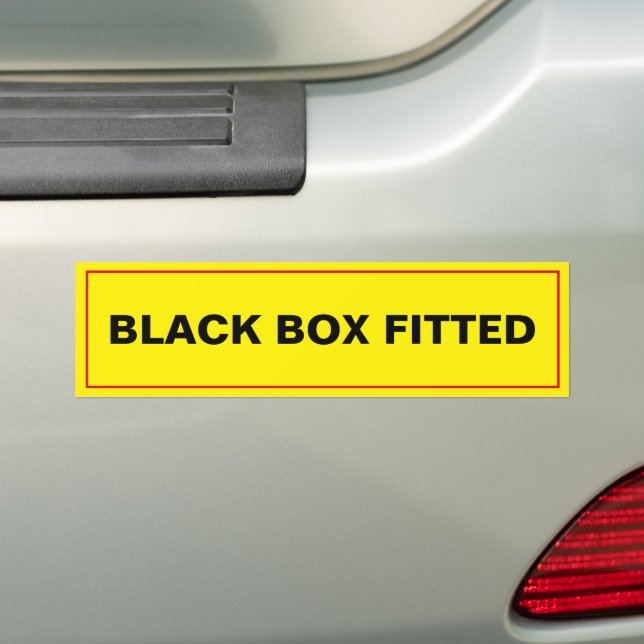 Yellow Sign, Black Box Fitted Bumper Sticker (On Car)