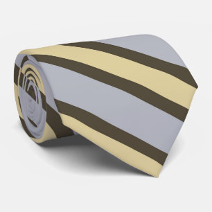 Yellow Silver Brown Diagonal Stripes Pattern Neck Tie