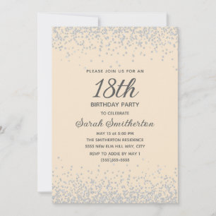 Yellow Silver Diamond Glitter 18th Birthday Invitation